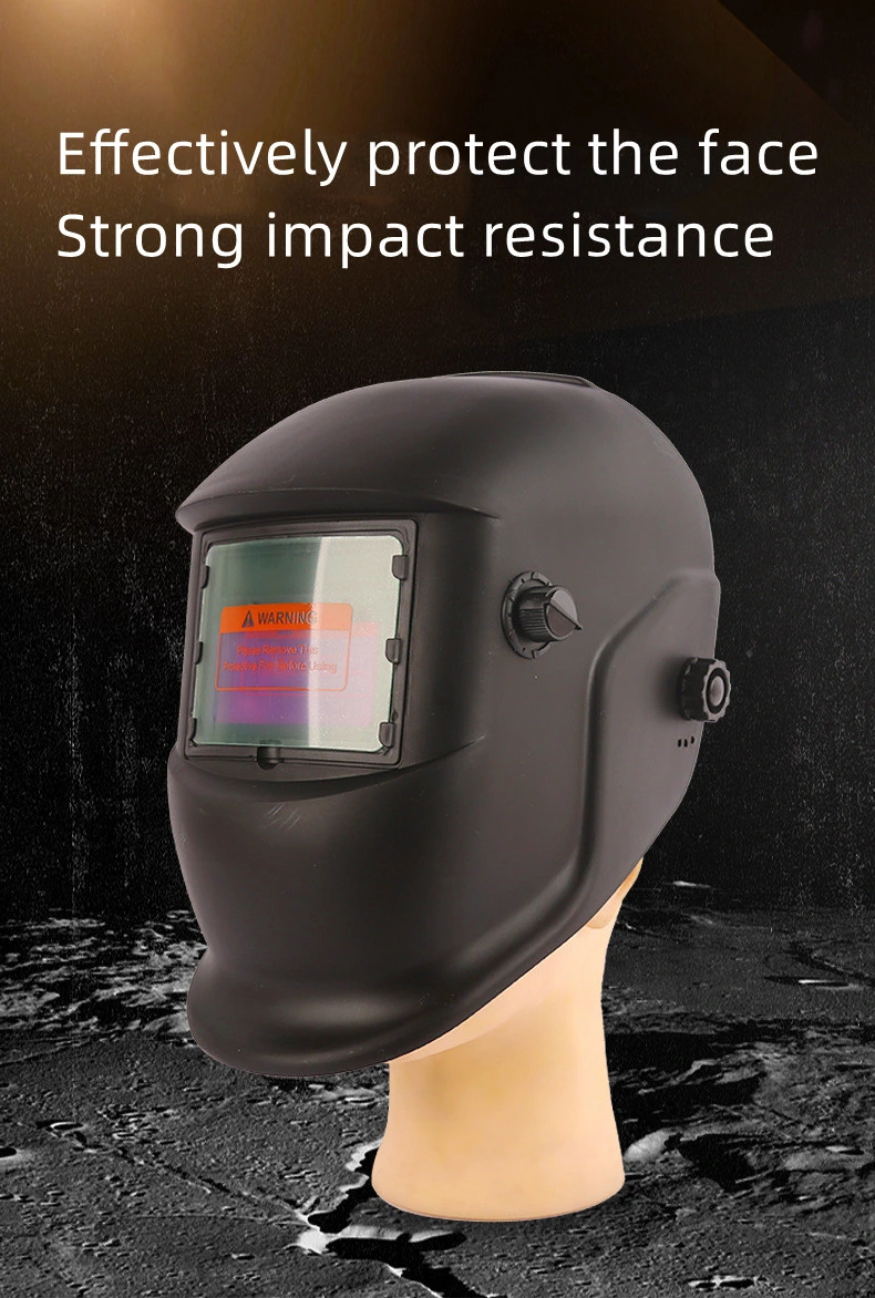 Simple Full Black Solar Powered Auto Darkening Hood Adjustable Shade Range Welding Helmet
