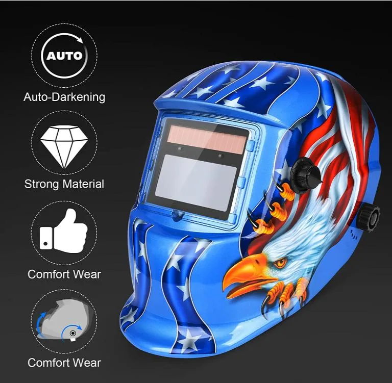 Factory Supply Solar Powered Welding Helmet Auto Darkening Hood with Adjustable Shade Range 4/9-13 for MIG TIG Arc Welder Mask