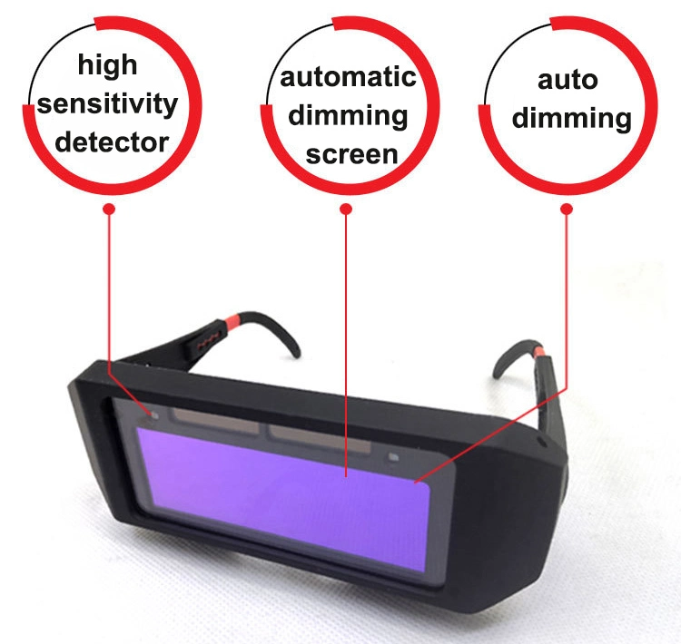 Rhk Adjustable Solar Auto Dimming PC Lens Safety Eye Protection Auto Darkening Welding Goggles Glasses