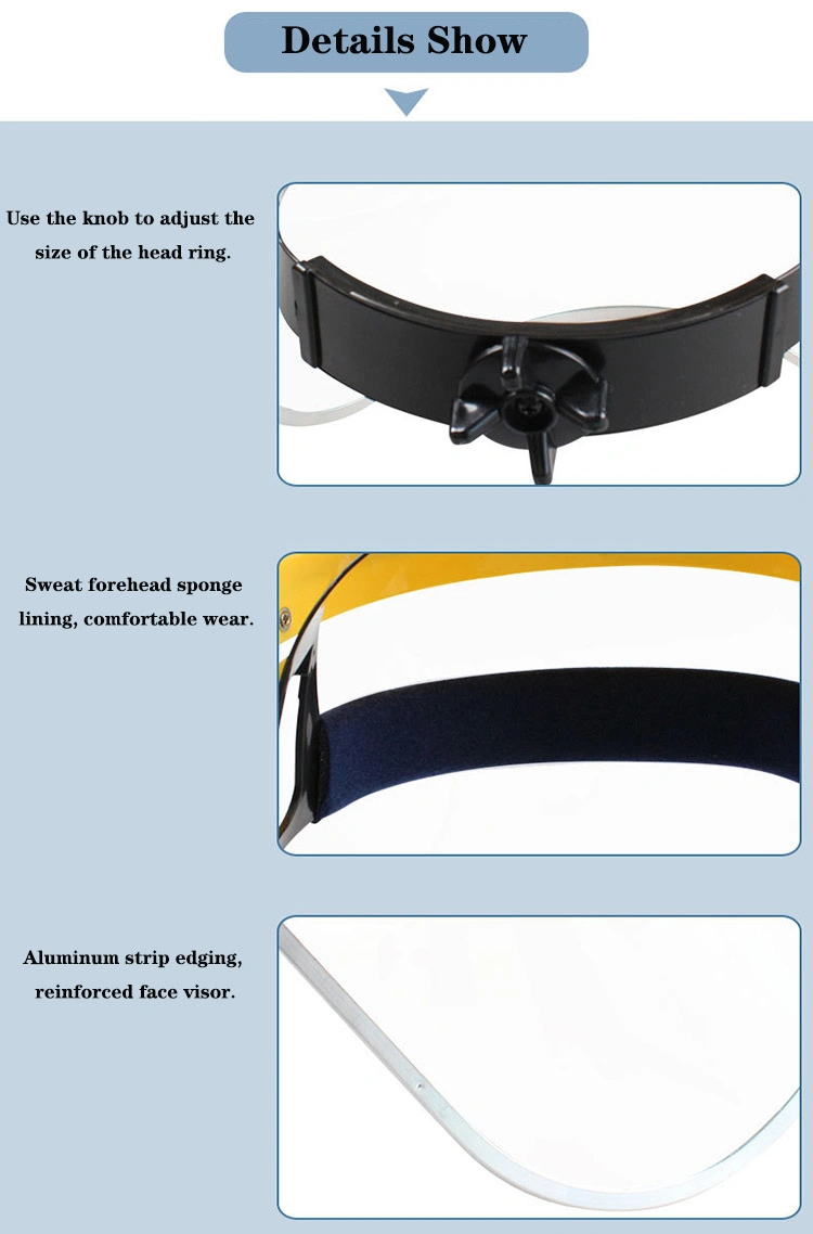 CE Anti Splash Heat Resistant Clear Industrial Safety Transparent Face Shield Visor Helmet