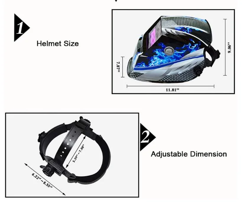 Auto Darkening Welding Helmet - True Color Large Viewing Screen 3.94&quot;X3.82&quot; Automatic Solar Welder Mask with Wide Shade 4/5-9/9-13 and 4 Arc Sensor Welding Mask