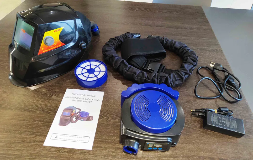 Rhk CE Papr Solar Powered Air Purifying Respirator Auto Darkening Dimming Ventilation Welding Helmets with Replacement Headgear