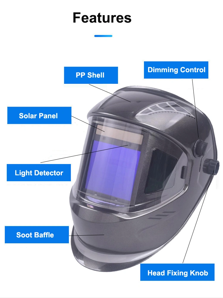 Rhk Custom Cheap Wide View Solar Energy Auto Darkening Hard Hat Safety Electric Black Welding Helmet Mask for MIG TIG