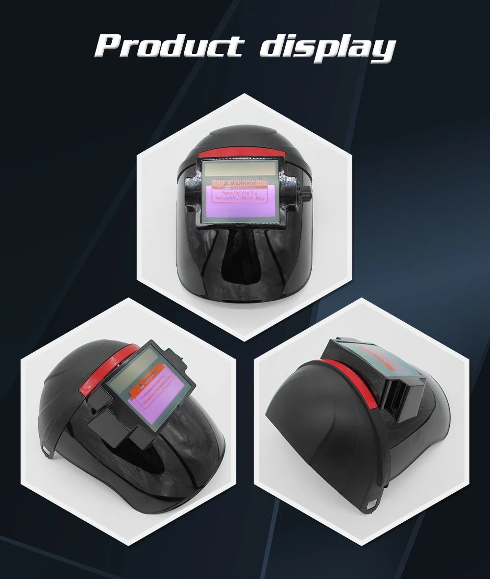 Lightweight Protective PC Screen Auto Darkening Solar Powered Foldable Flip Arc Welder Safety Welding Helmet with Headgear