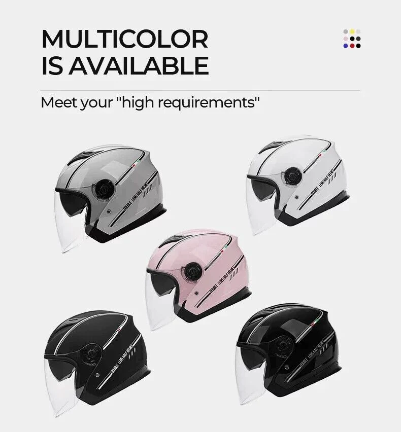 Helmet Manufacturer&prime;s Factory Outlets Motorcycle Electromobile Bike Riding Safety Double Lens for Summer Four Seasons Male and Female Adult Half Open Face