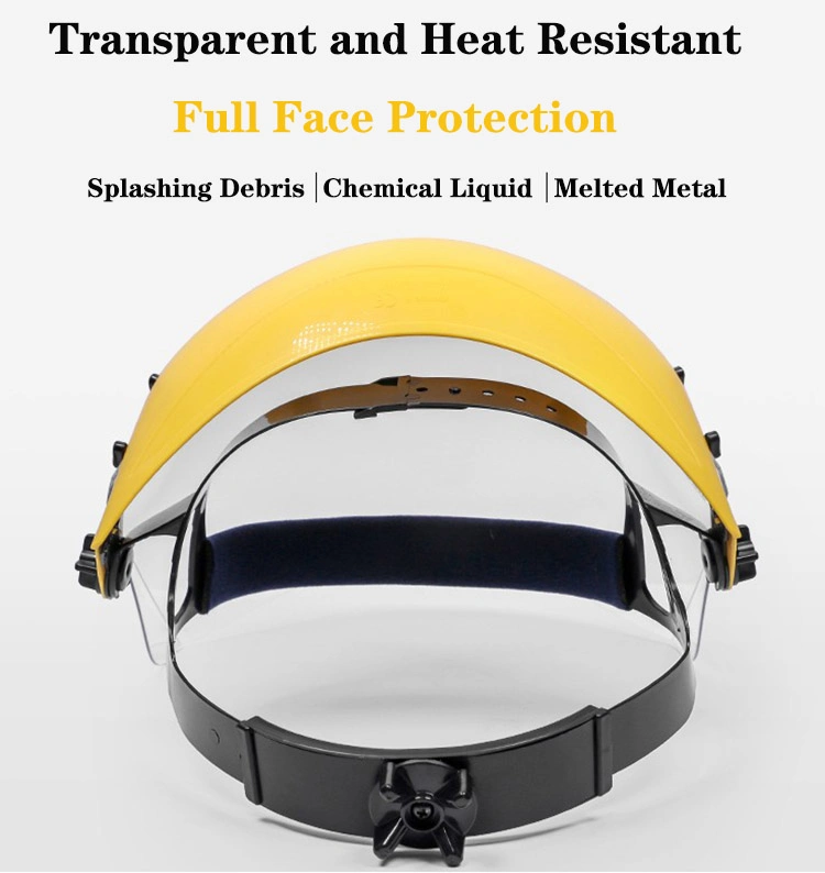 CE Anti Splash Heat Resistant Clear Industrial Safety Transparent Face Shield Visor Helmet