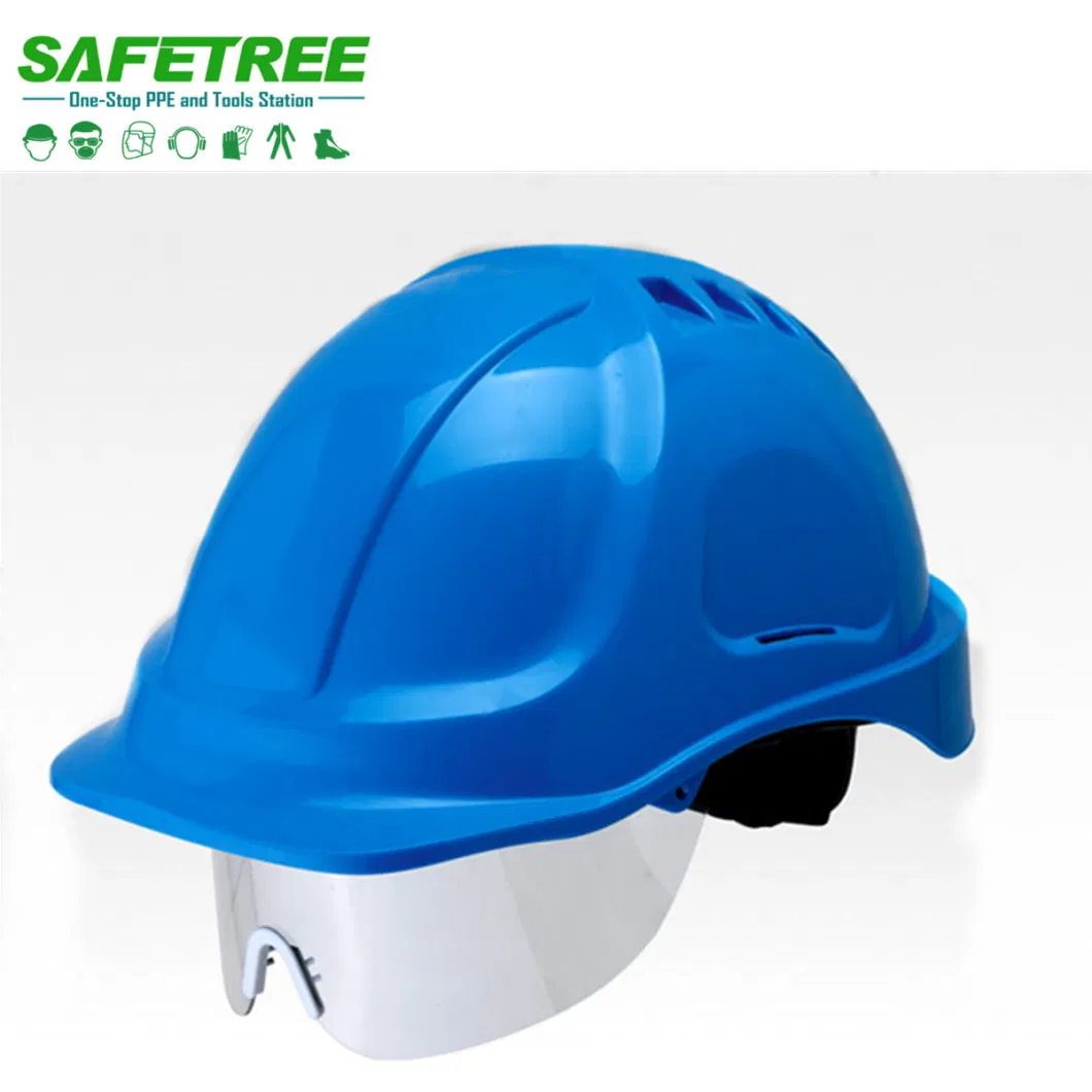 Safetree CE En397 &amp; ANSI Z89.1 Standard ABS Industrial Safety Helmet with PC Visor Ntc-5 for Construction and Worker