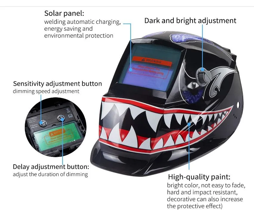 Factory Supply Auto Darkening Welding Helmet, Solar Powered Welding Hood, 2 Arc Sensor Shade Range 4/9-13 for MIG TIG Arc Welding Mask