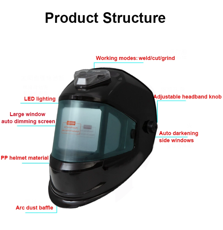 Rhk LED Lighting Panoramic Large View 4 Arc Sensor Welder Mask Solar Auto Darkening Automatic Grind Welding Helmet