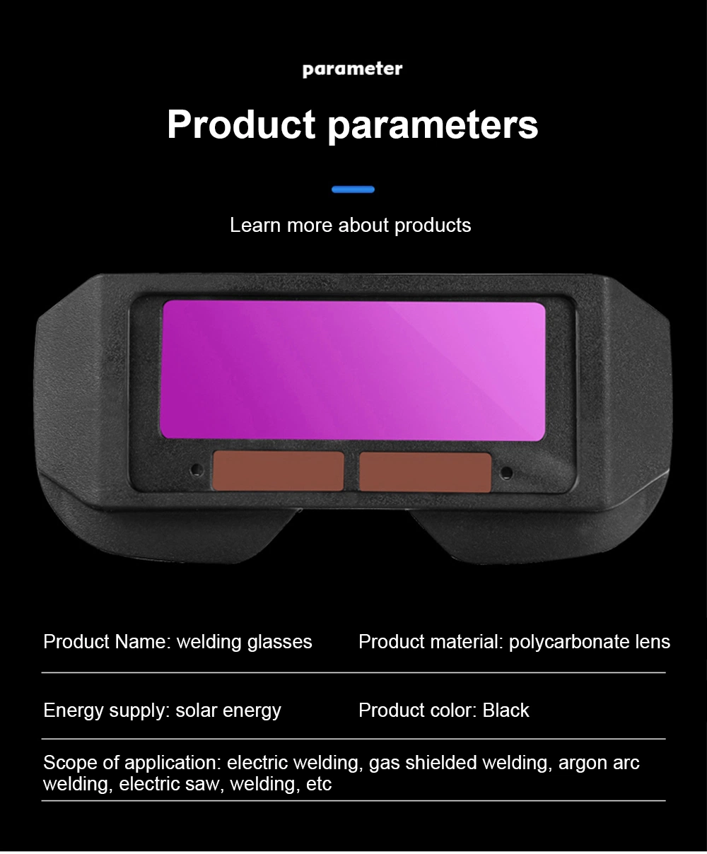 Solar Power and Lithium Battery Auto Darkening Welding Safety Glasses for Welding Working Protection