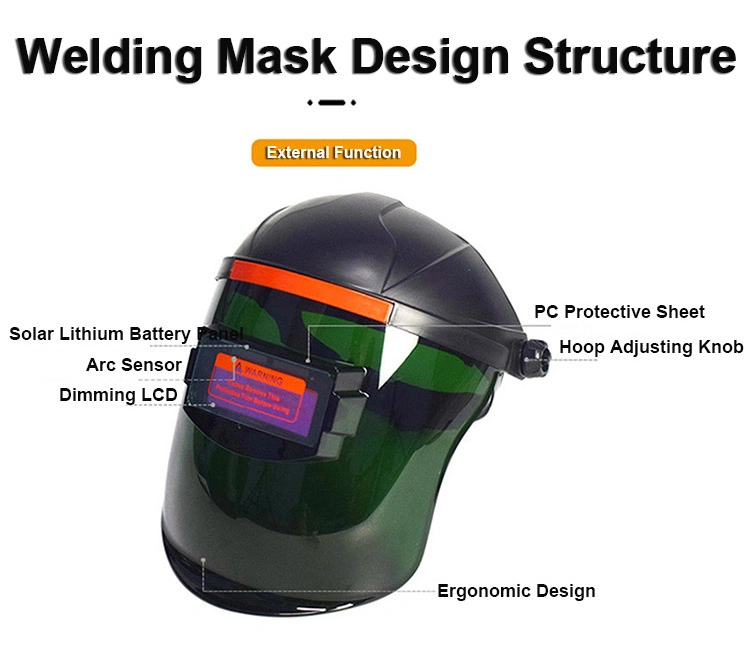 Portable Solar Energy Automatic Photoelectric Protective Screen Half Helmet Structure Welding Face Mask
