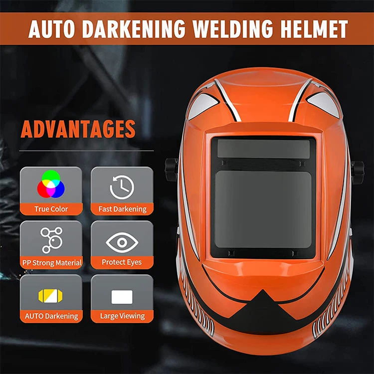 Large Viewing Screen True Color Solar Sexy Orange Welding Helmets