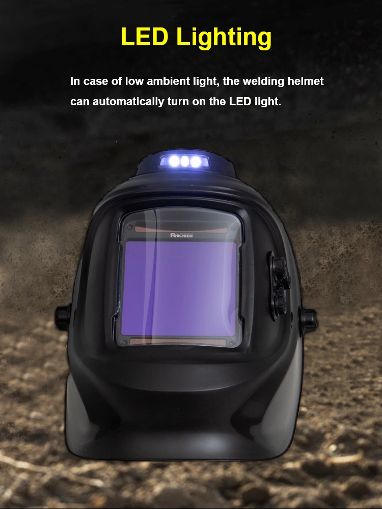 Rhk Tech Grind Weld Mask DIN5-9/9-13 Solar Auto Darkening Automatic Electronic Fan Cooling LED Lighting Welding Helmet