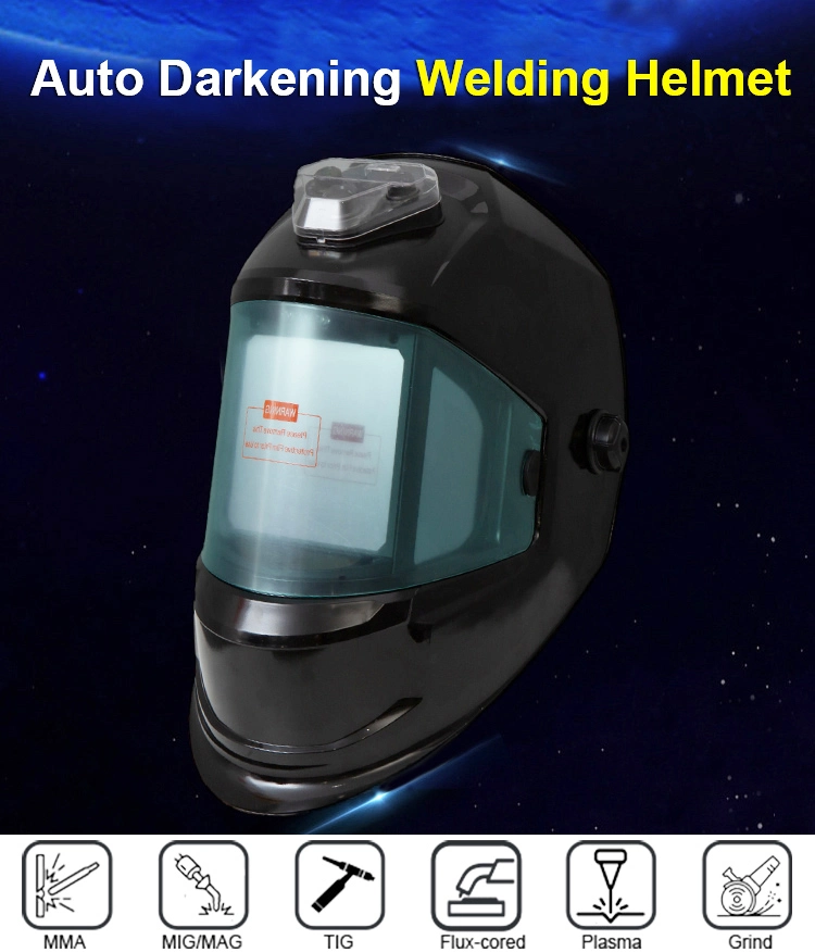 Rhk LED Lighting Panoramic Large View 4 Arc Sensor Welder Mask Solar Auto Darkening Automatic Grind Welding Helmet