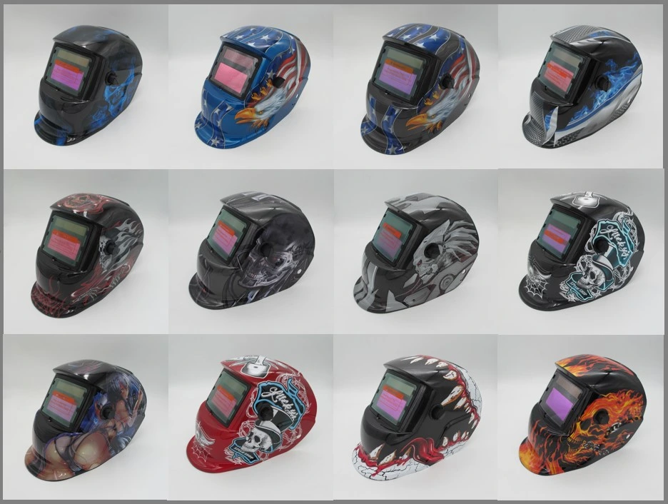 Large View 4 Sensors Headgear Solar Safety Welding Helmets with Fabulous Color Decal