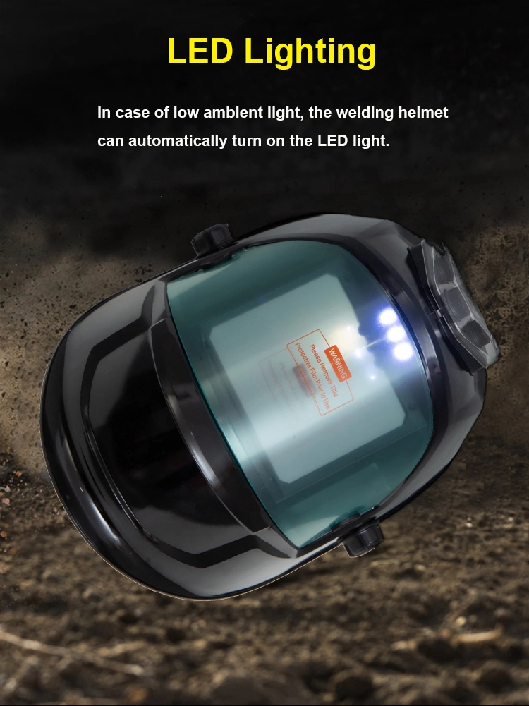 Rhk LED Lighting Panoramic Large View 4 Arc Sensor Welder Mask Solar Auto Darkening Automatic Grind Welding Helmet