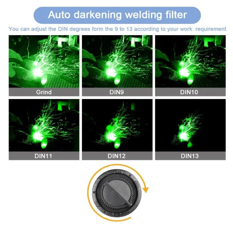 Welding Helmet Auto Darkening Solar Powered Welder Mask with Welding Gloves, 6 Replacement Lens and 2 Sensors, Welding Mask with Adjustable Wide Shade Range