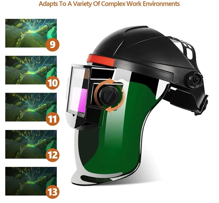 Custom Best Personalized Solar Powered Auto Darkening Adjustable Wide View Certified Welding Helmets Protective
