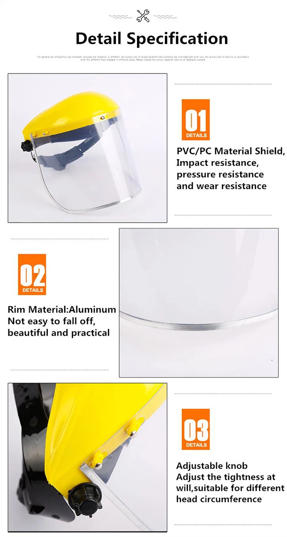 New Arrival Heat Resisting Striking Resistant Anti-Splash Semi Closed Full Face Protective Clear Welding Visor
