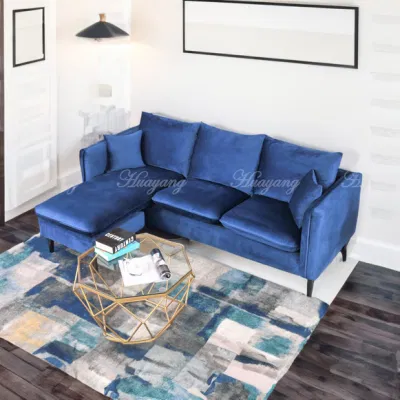 Manufacture Huayang Customized Bedroom Furniture Upholstered Modern Fabric Chesterfield Velvet Set Sofa