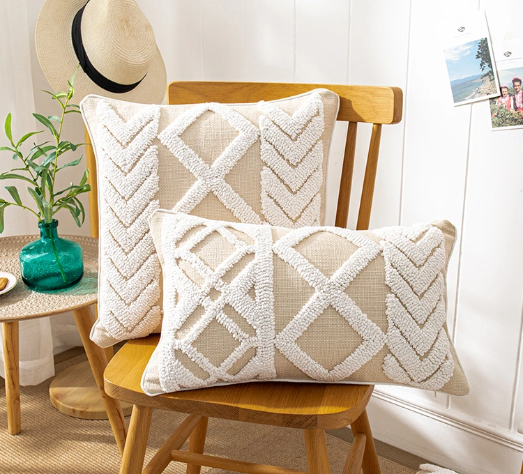 Simple Cushion Cover Beige Pillow Cover 45X45cm/30X50cm Geometric Home Decoration for Sofa Bed Chair Living Room Bed Room