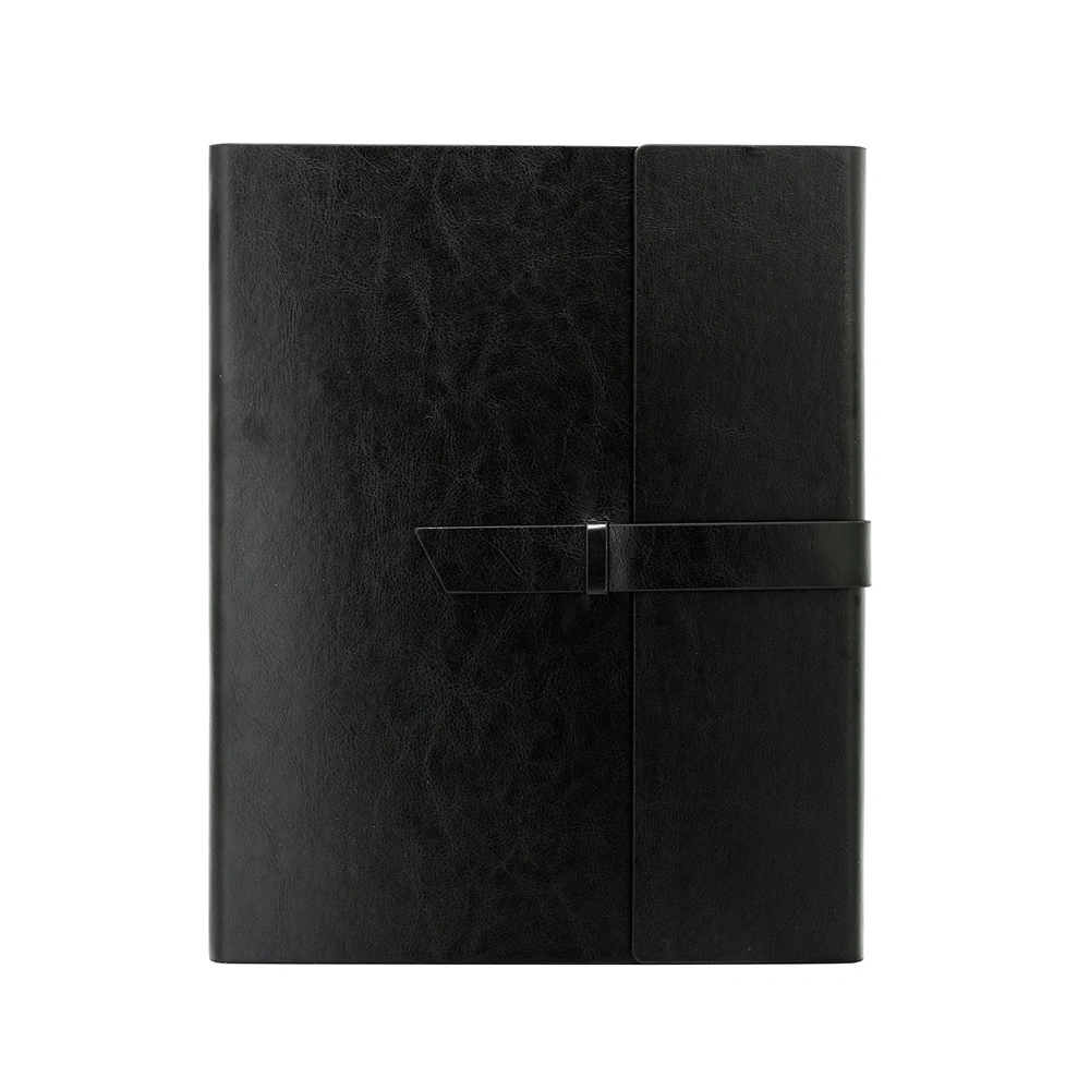 Multi-Functional Portfolio Folder Premium Notepad Stylish Black Leather Journal Hardcover Notebook Cover