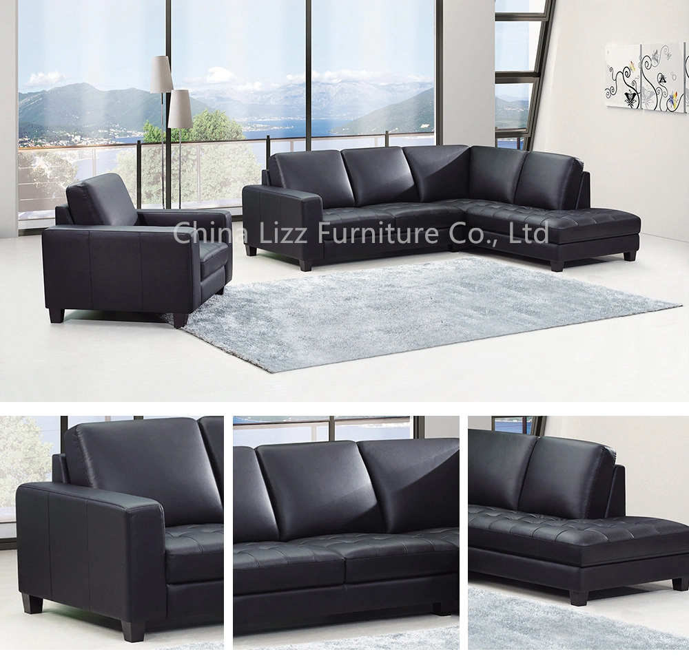 L Shape Secitonal Living Room Home Corner Genuine Leather Sofa