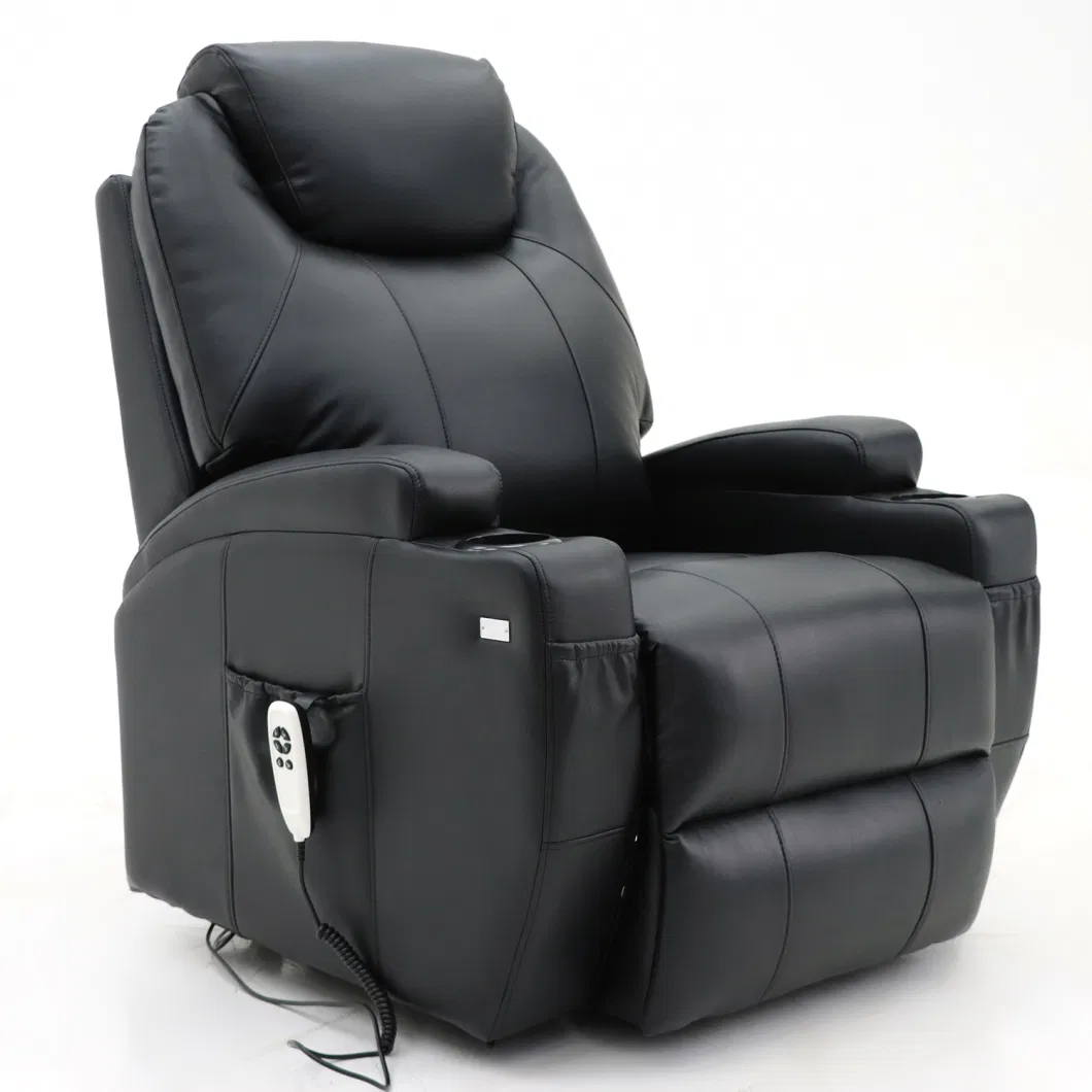 Geeksofa Furniture Factory Quality Leather Cover Power Riser Recliner Lift Chair with Two Cup Holder