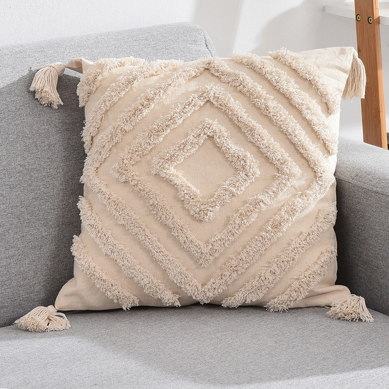 Home Decorative Tassel Decorative Sofa Cushion Cover, 45*45 Cm Pillow Cover Boho Style for Home Decor