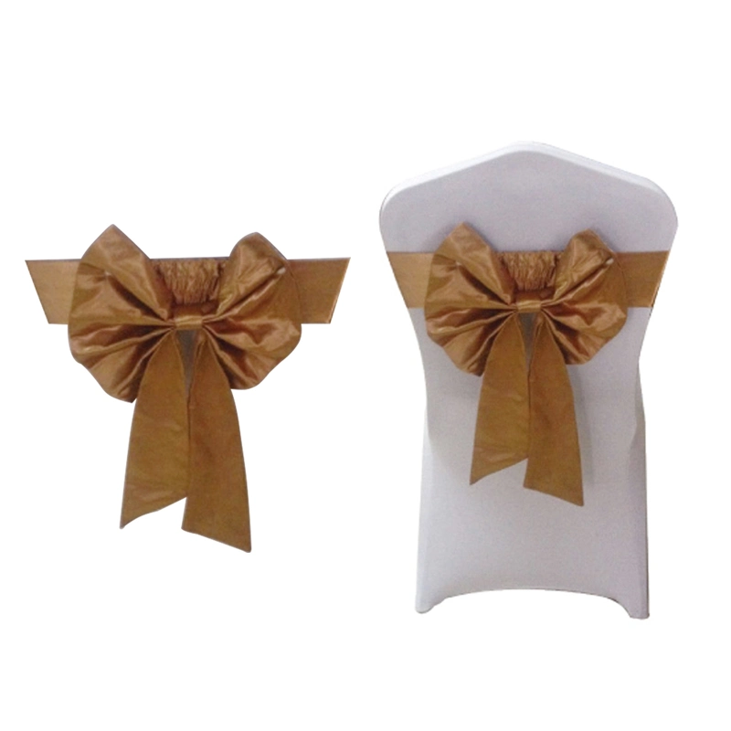 Gold Fancy Vogue Satin Chair Sash Tie Back Bow Tie Knot Wedding Cheap Chair Covers and Sashes
