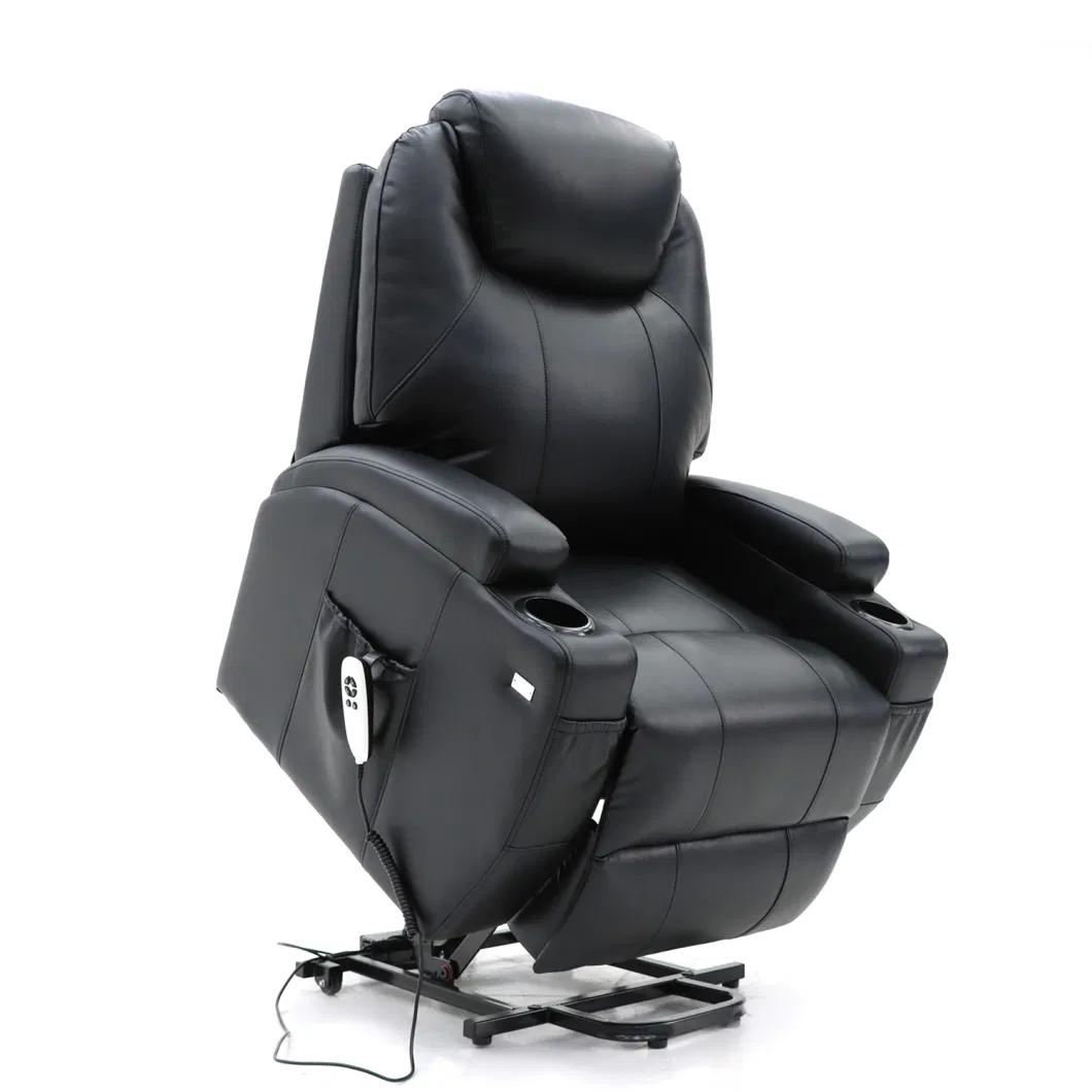 Geeksofa Furniture Factory Quality Leather Cover Power Riser Recliner Lift Chair with Two Cup Holder