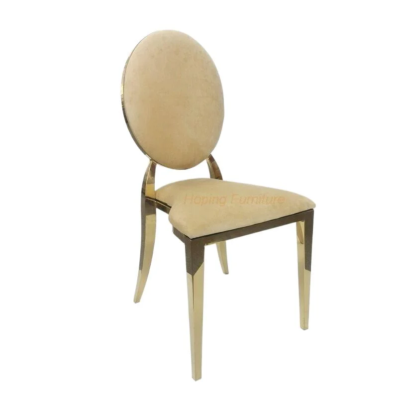 Wholesales Factory Furniture Chair Silla De Boda Banquet Circle Back Seat White Dining Chair Gold Metal Legs Colorful PU Cafe Wedding Chair
