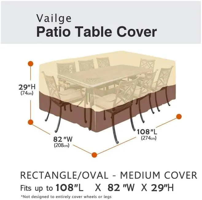 Promotional Waterproof for Outdoor Functional Lawn Patio Furniture Cover with Padded Handles Patio Dining Table Cover