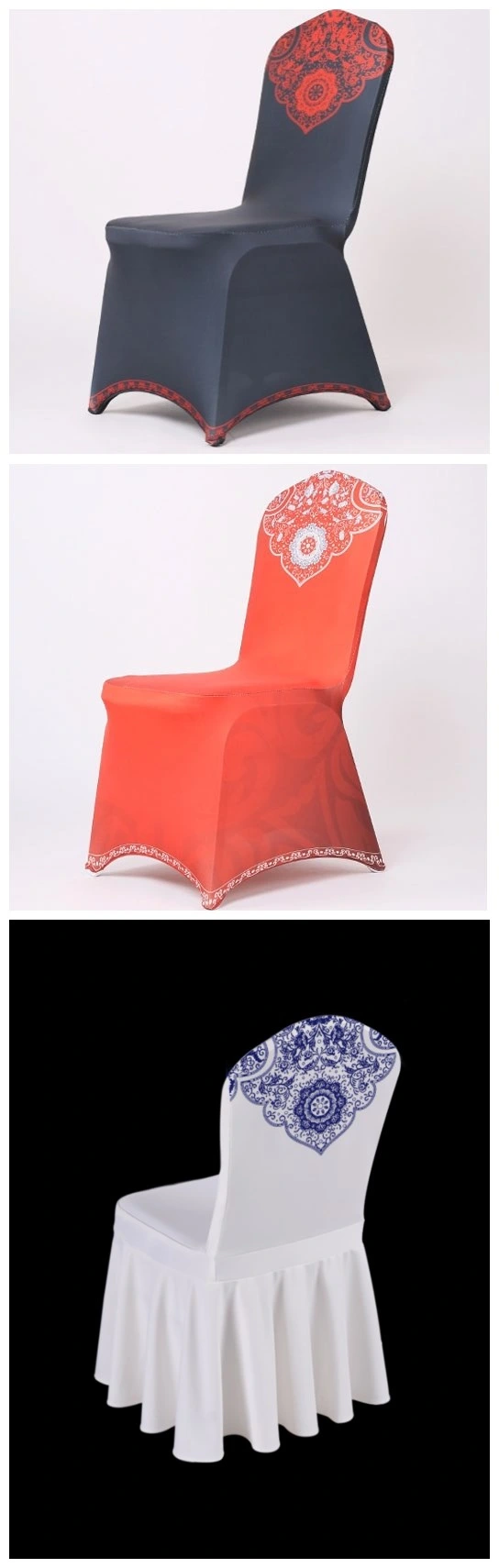 Yc-890 New Design Red Printed Stretch Spandex Chair Cover for Hotel Banquet Wedding