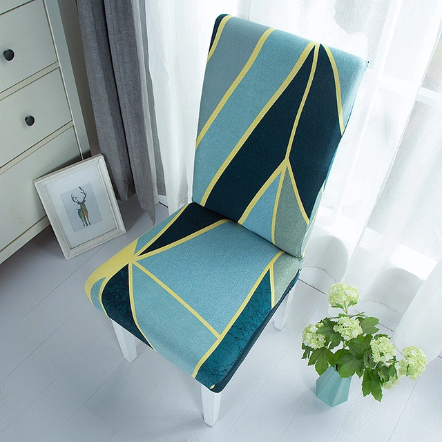 Modern Geometric Spandex Elastic Chair Cover Waterproof Plain Stretchable Chair Cover Hotel Dining Room Chair Cover