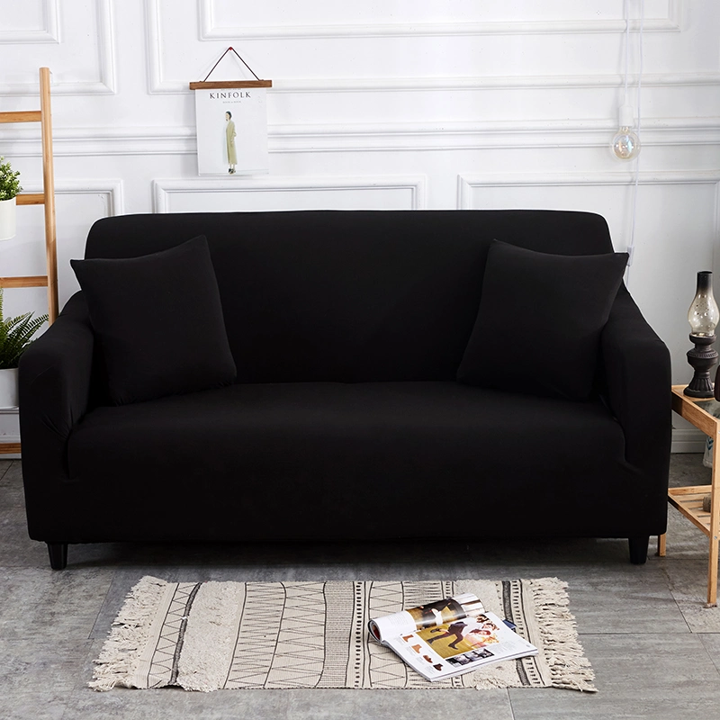 Solid Black Color Cheap Price Spandex Elastic Sofa Cover in 1 2 3 4 Seater