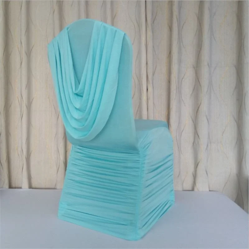 Ruffled Silver Banquet Chair Cover Spandex Covers with Valance for Banquet/Hotel/Wedding Decor