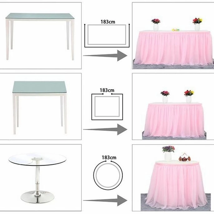 Custom Design 183X77cm Table Skirts Birthday Tulle Table Skirting Wedding Party Tutu Tulle Table Skirt Baby Shower Wedding Party Home Decor