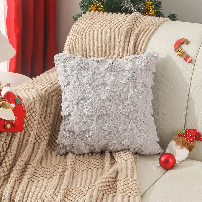 New Christmas Pillow Quilted Embroidery Nordic Minimalist Home Sofa Cushion Sets PV Plush Pillow Covers