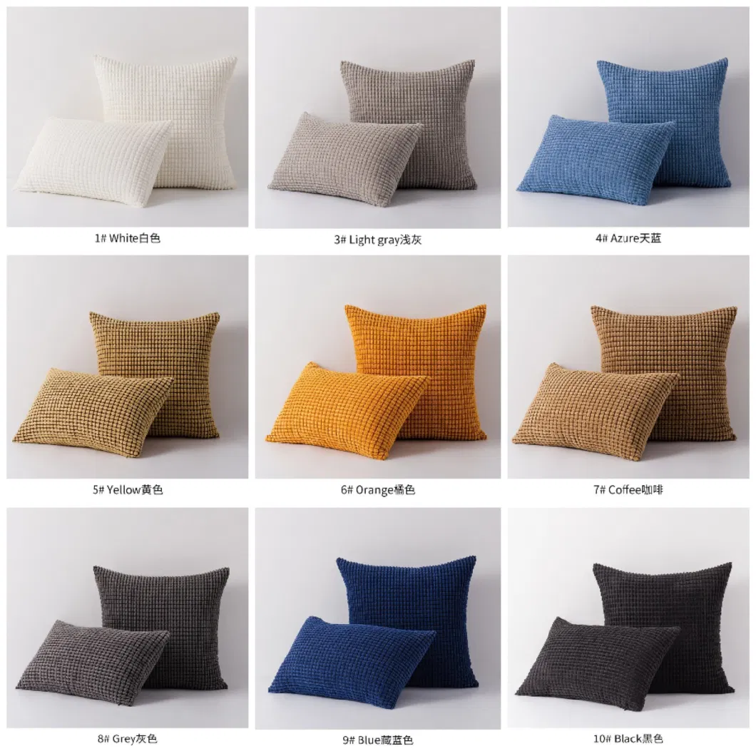 Corduroy Cushion Cover Corn Solid Pillow Case Grey Blue Yellow White Soft Home Decorative Pillow Cover 45X45cm/60X60cm