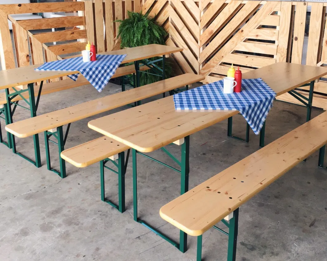 Garden Wooden Beer Table with Bench Patio Table Set