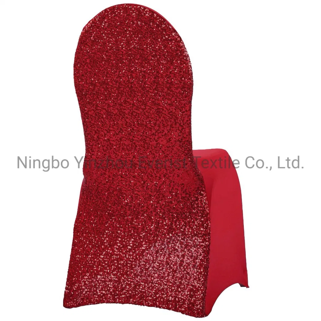 Glitz Sequin Stretch Spandex Chair Cover for Banquet and Wedding-Red