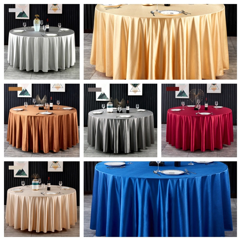 Hotel Polyester White 120&quot; Tablecloth Wedding Round Tablecloth Nappe Banquet Restaurant Table Cloth Double-Layer Wedding Table Cover