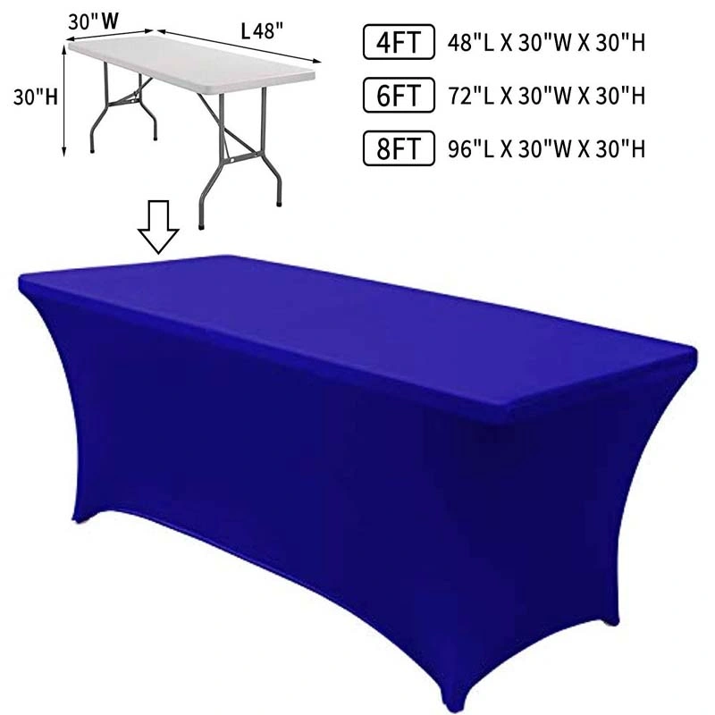 Rectangular Stretch Spandex Table Cover Dark Blue 4FT/48&quot;L X 24&quot;W X 30&quot;H Polyester for Party