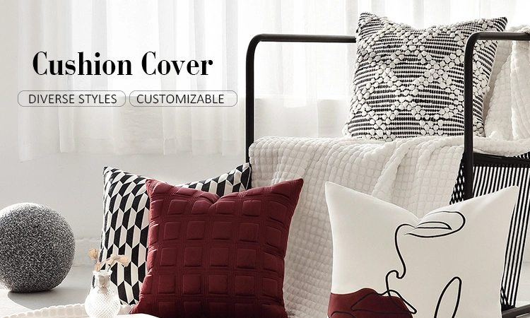 Wholesale Price Simple Cream Cell White Cushion Cover Living Room Car Bedroom Sofa Cushion Cover