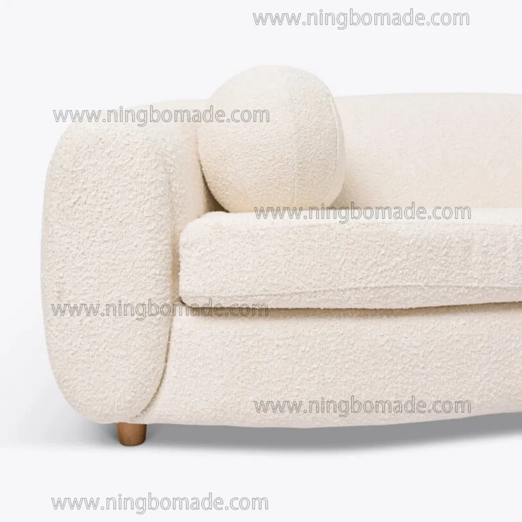 Contemporary Design Model Furniture White Boucle Three-Seat Sofa