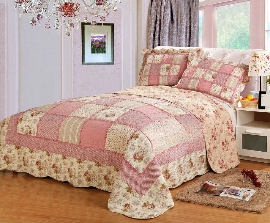 New Product 100% Cotton Print Coverlet Bedspread Set Super Soft Breathable Bed Cover