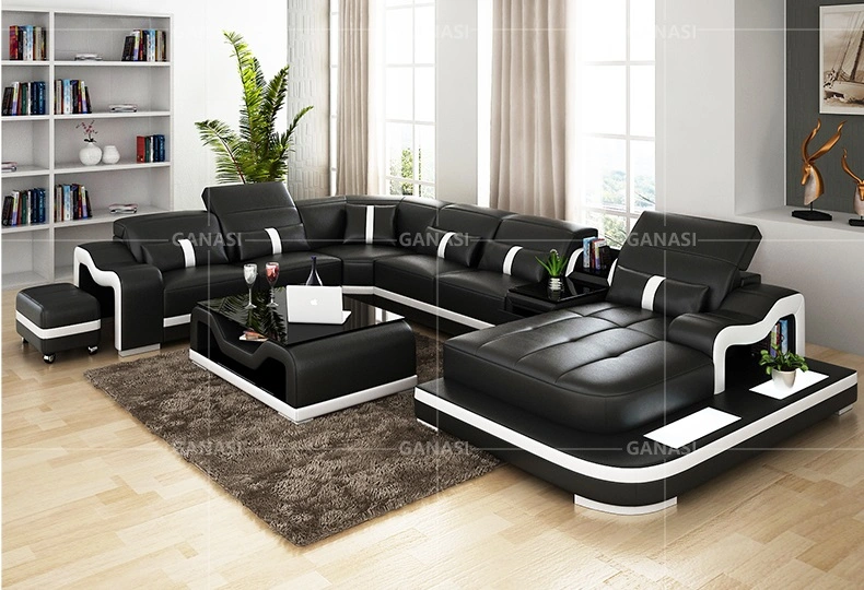 Gorgeous Indoor LED Multiple Seats Classic Leather Sofa