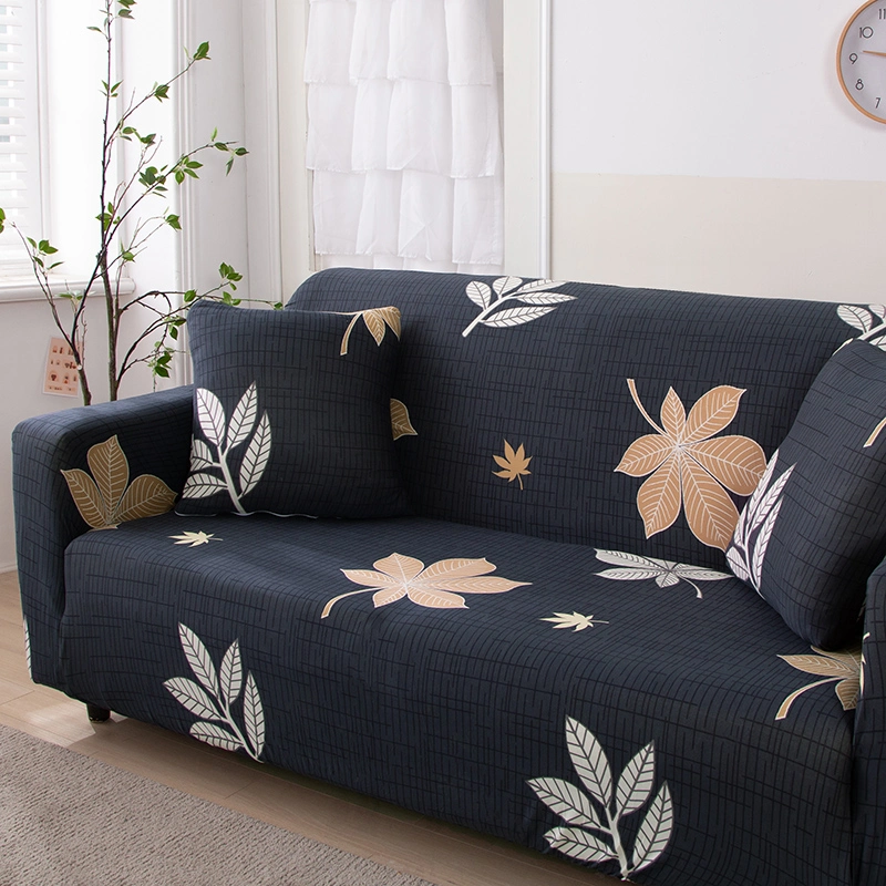 Luxury Waterproof Dark Green Leaves Printed 1/2/3/4 Seaters Stretch Sofa Cover