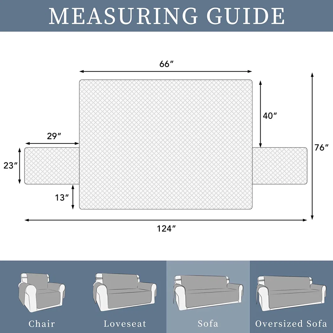 Ultrasonic Anti-Slip Waterproof Customizable Quilted Sofa Covers with Skirt